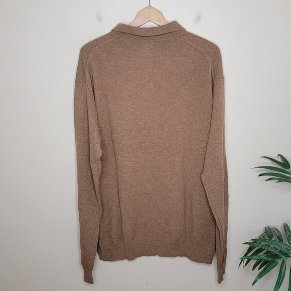 L.L. Bean | Light Brown Lambswool Polo Collared Sweater Tall - Picture 4 of 4